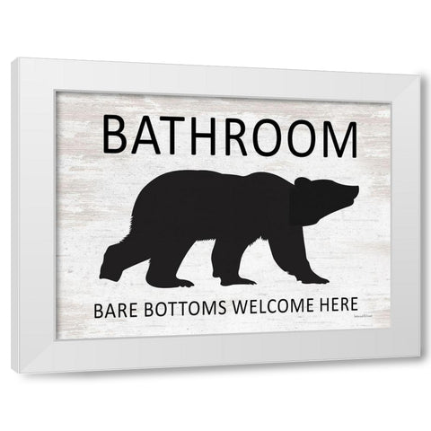 Bare Bottoms Welcome Here White Modern Wood Framed Art Print by lettered And lined