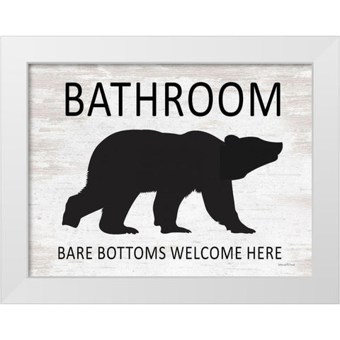 Bare Bottoms Welcome Here White Modern Wood Framed Art Print by lettered And lined