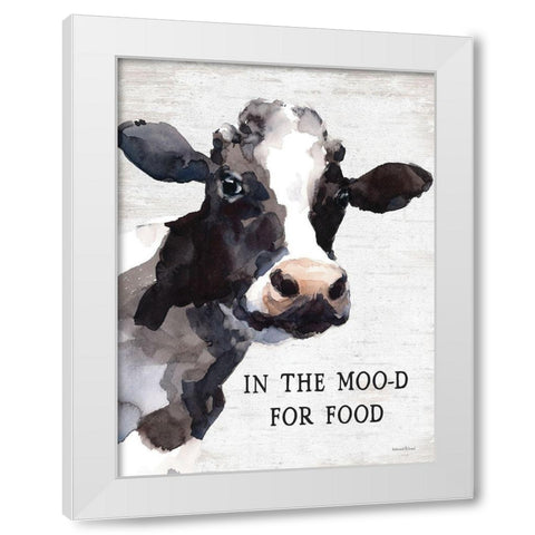 In the Moo-d for Food White Modern Wood Framed Art Print by lettered And lined