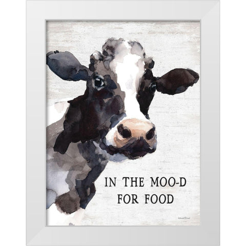 In the Moo-d for Food White Modern Wood Framed Art Print by lettered And lined