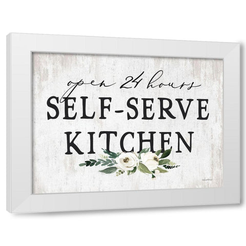 Self-Serve Kitchen White Modern Wood Framed Art Print by lettered And lined