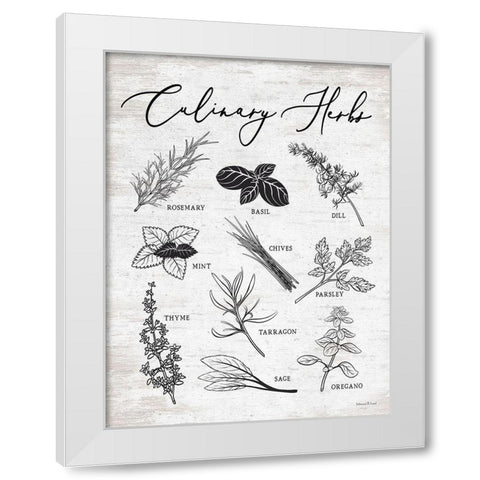Culinary Herbs White Modern Wood Framed Art Print by lettered And lined