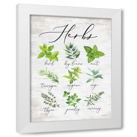 Herbs White Modern Wood Framed Art Print by lettered And lined