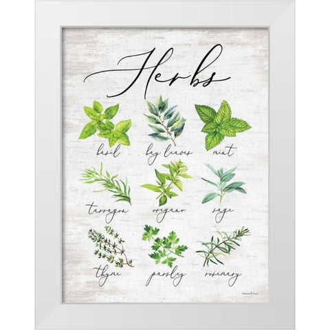 Herbs White Modern Wood Framed Art Print by lettered And lined