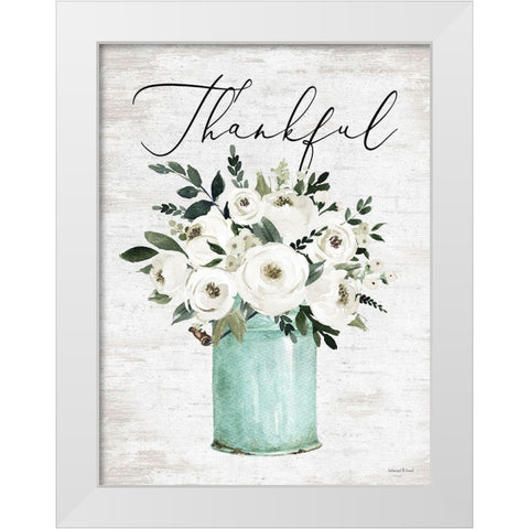 Thankful White Modern Wood Framed Art Print by lettered And lined