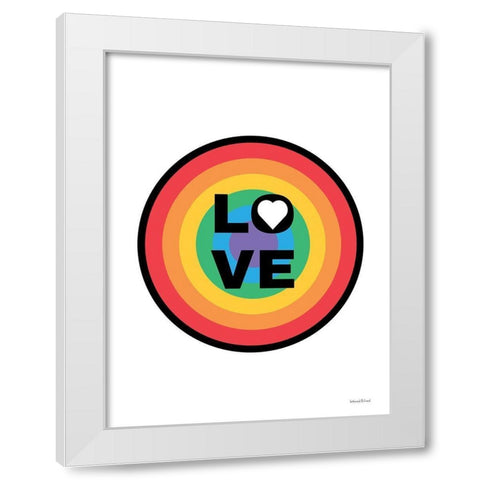 Rainbow Love Circle White Modern Wood Framed Art Print by lettered And lined