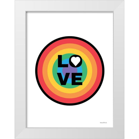 Rainbow Love Circle White Modern Wood Framed Art Print by lettered And lined