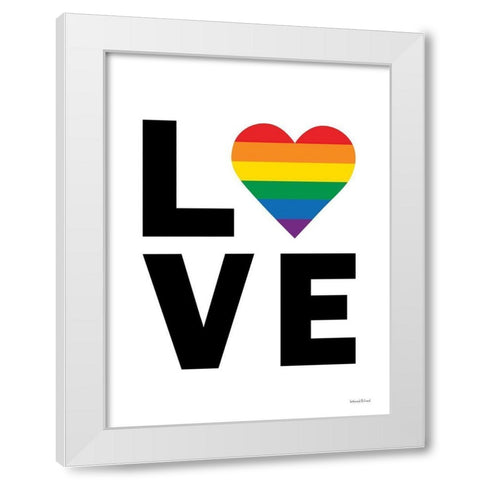 Rainbow Love Heart White Modern Wood Framed Art Print by lettered And lined