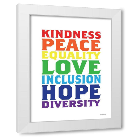 Rainbow Equality White Modern Wood Framed Art Print by lettered And lined