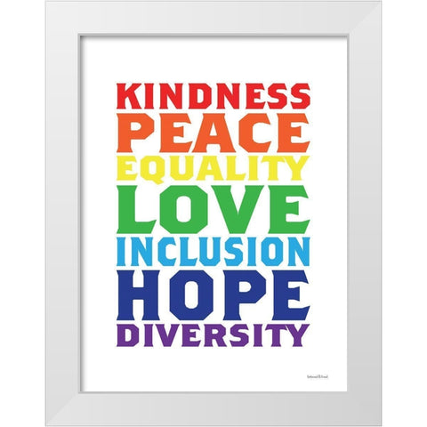 Rainbow Equality White Modern Wood Framed Art Print by lettered And lined