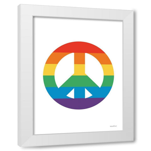 Rainbow Peace White Modern Wood Framed Art Print by lettered And lined