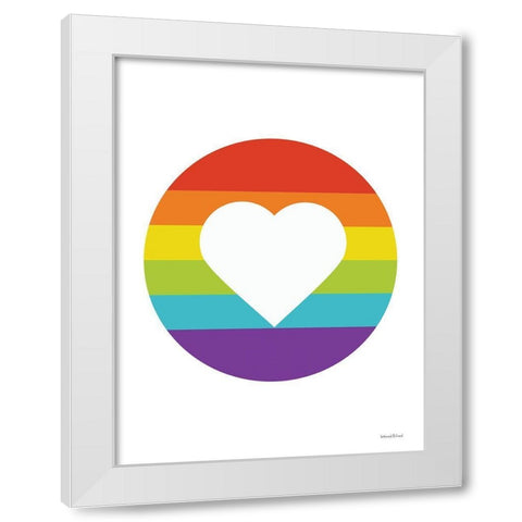 Rainbow Heart White Modern Wood Framed Art Print by lettered And lined