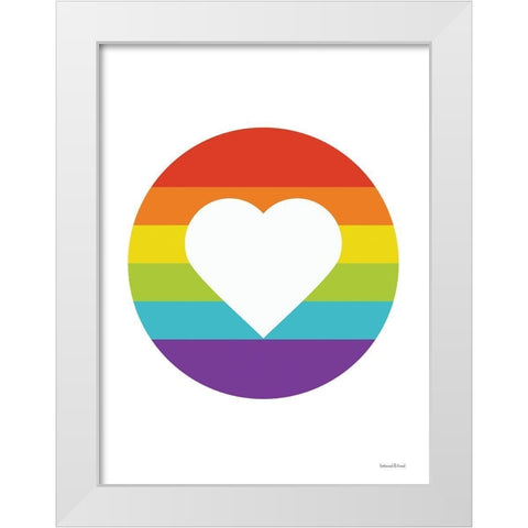 Rainbow Heart White Modern Wood Framed Art Print by lettered And lined