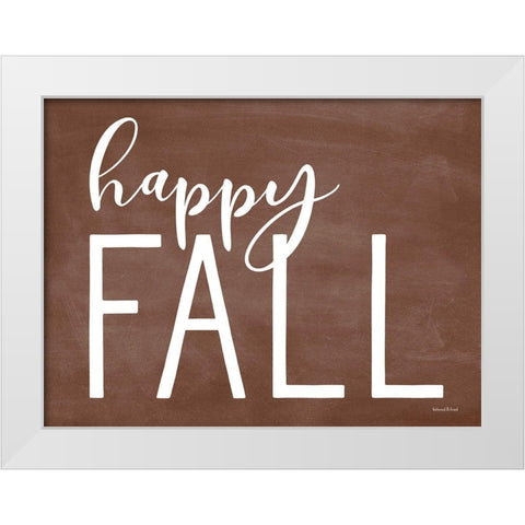 Happy Fall White Modern Wood Framed Art Print by Lettered And Lined