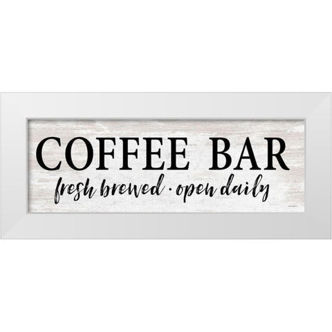 Coffee Bar - Fresh Brewed White Modern Wood Framed Art Print by Lettered And Lined