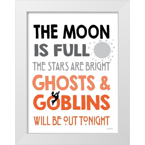 The Moon is Full I White Modern Wood Framed Art Print by Lettered and Lined