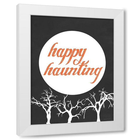 Happy Haunting White Modern Wood Framed Art Print by Lettered and Lined