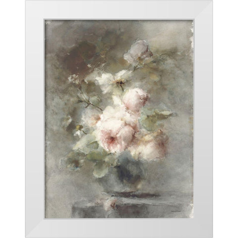 Old World Rose Bouquet White Modern Wood Framed Art Print by Lettered And Lined