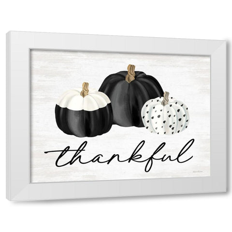 Thankful White Modern Wood Framed Art Print by Lettered And Lined