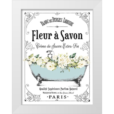 French Bathroom Set I White Modern Wood Framed Art Print by Lettered And Lined