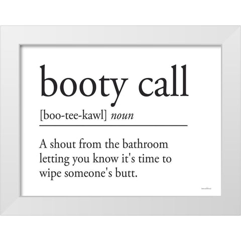 Booty Call White Modern Wood Framed Art Print by Lettered And Lined
