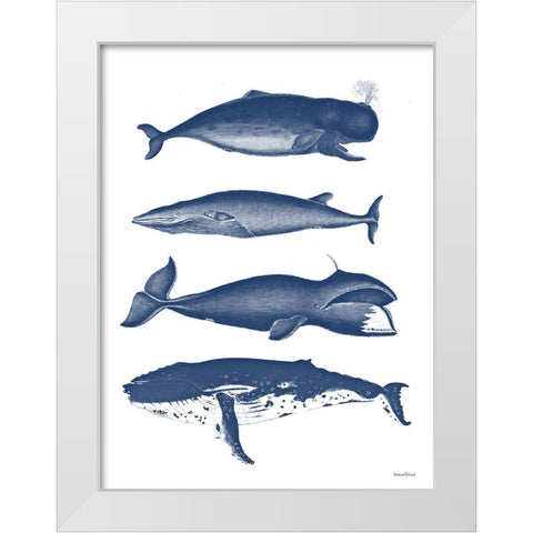 Whales White Modern Wood Framed Art Print by Lettered And Lined