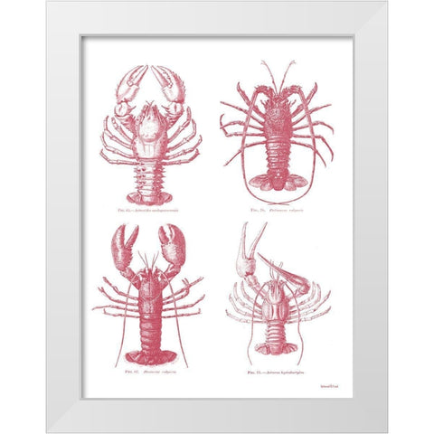 Lobsters White Modern Wood Framed Art Print by Lettered And Lined