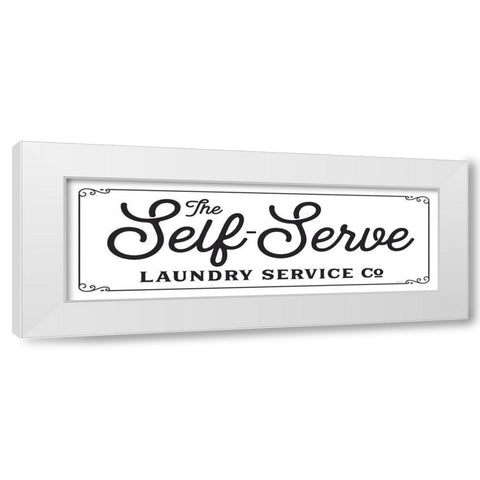 Self Serve Laundry White Modern Wood Framed Art Print by Lettered And Lined