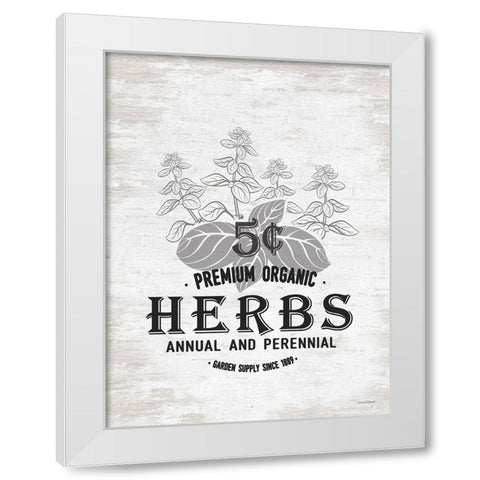 Herbs White Modern Wood Framed Art Print by Lettered And Lined