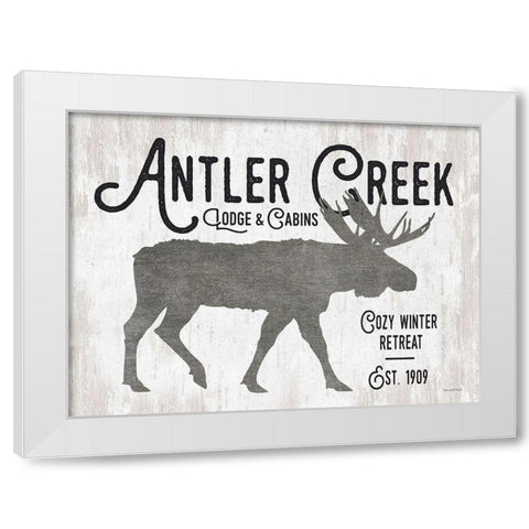 Antler Creek White Modern Wood Framed Art Print by Lettered And Lined