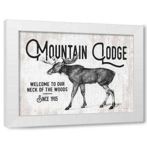 Mountain Lodge White Modern Wood Framed Art Print by Lettered And Lined