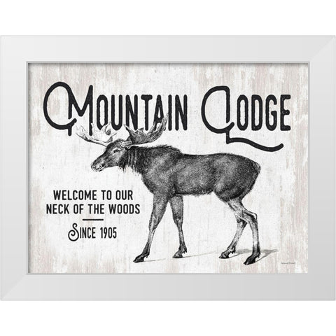 Mountain Lodge White Modern Wood Framed Art Print by Lettered And Lined