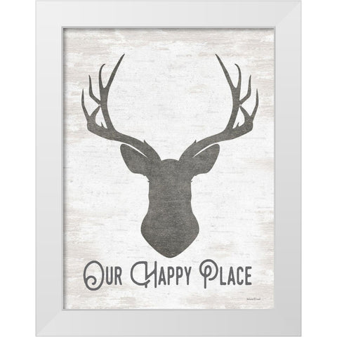 Our Happy Place White Modern Wood Framed Art Print by Lettered And Lined