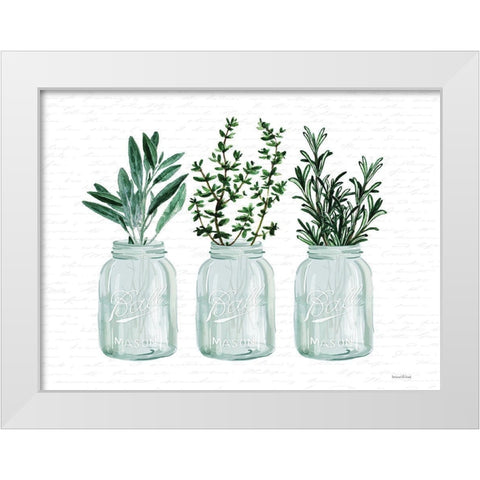 Herbs White Modern Wood Framed Art Print by lettered and lined