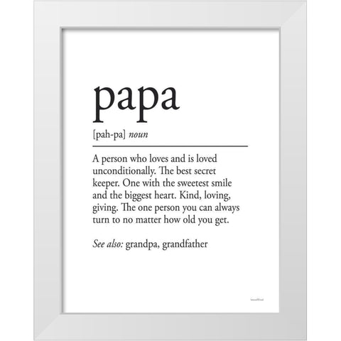 Papa Definition White Modern Wood Framed Art Print by Lettered And Lined