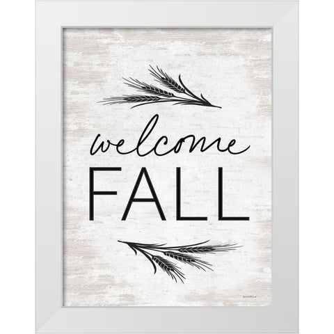 Welcome Fall White Modern Wood Framed Art Print by Lettered And Lined