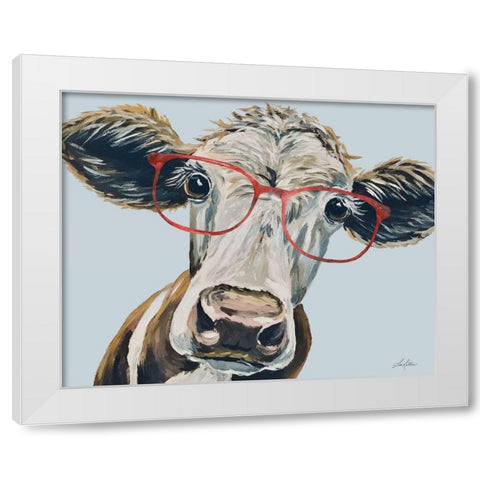 Cora the Cow White Modern Wood Framed Art Print by Keller, Lee