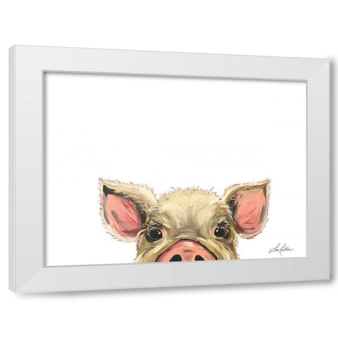 Peeking Pig White Modern Wood Framed Art Print by Keller, Lee