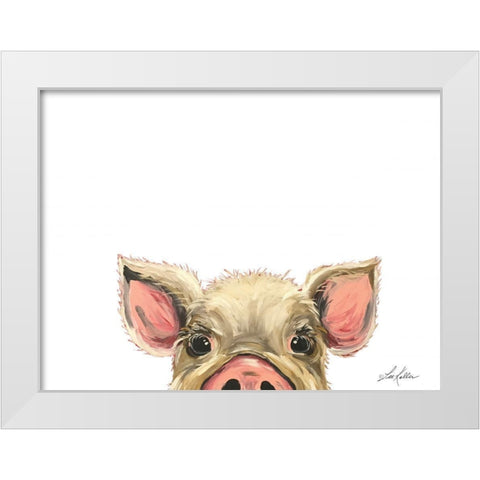 Peeking Pig White Modern Wood Framed Art Print by Keller, Lee