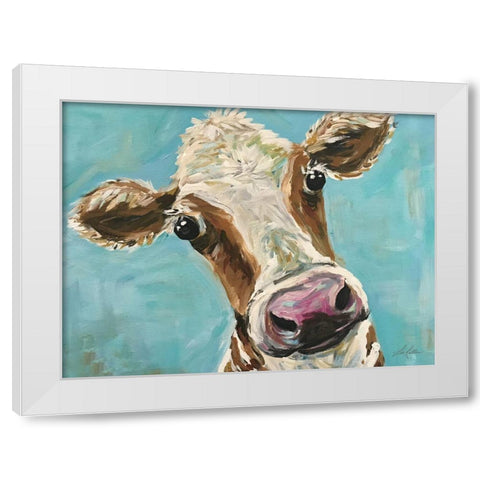 Mr. Moo Moo White Modern Wood Framed Art Print by Keller, Lee