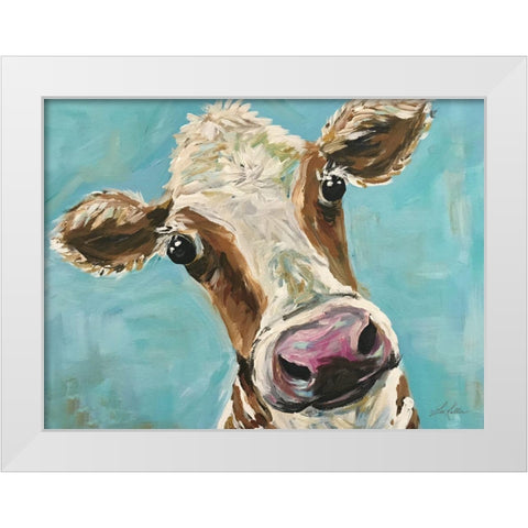 Mr. Moo Moo White Modern Wood Framed Art Print by Keller, Lee