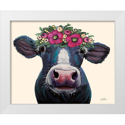 Clara Belle the Cow White Modern Wood Framed Art Print by Keller, Lee