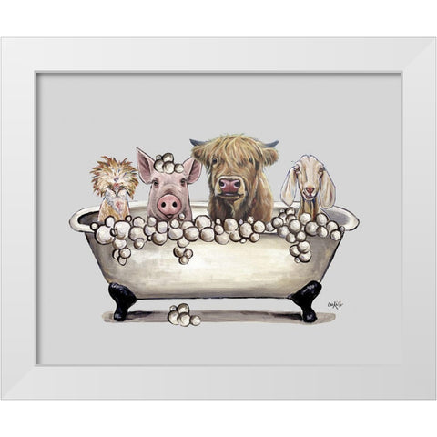 Farm Animal Bubble Bath II White Modern Wood Framed Art Print by Keller, Lee