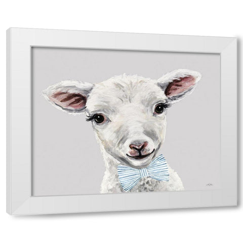 Baby Boy Sheep White Modern Wood Framed Art Print by Keller, Lee