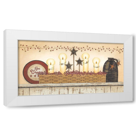 Give Thanks White Modern Wood Framed Art Print by Spivey, Linda