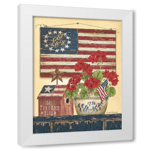 Americana Old Glory White Modern Wood Framed Art Print by Spivey, Linda