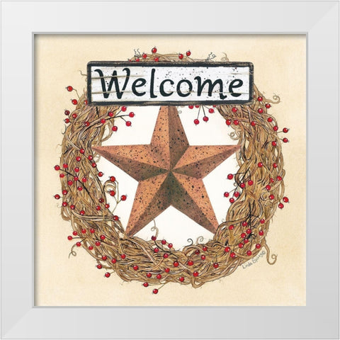Barn Star Welcome Wreath White Modern Wood Framed Art Print by Spivey, Linda