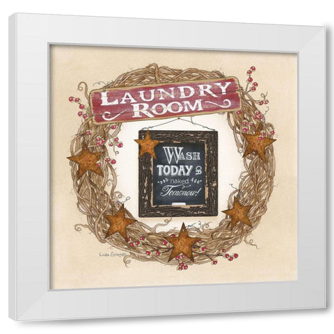 Laundry Room Wreath White Modern Wood Framed Art Print by Spivey, Linda