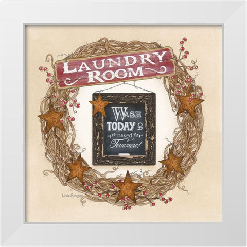Laundry Room Wreath White Modern Wood Framed Art Print by Spivey, Linda