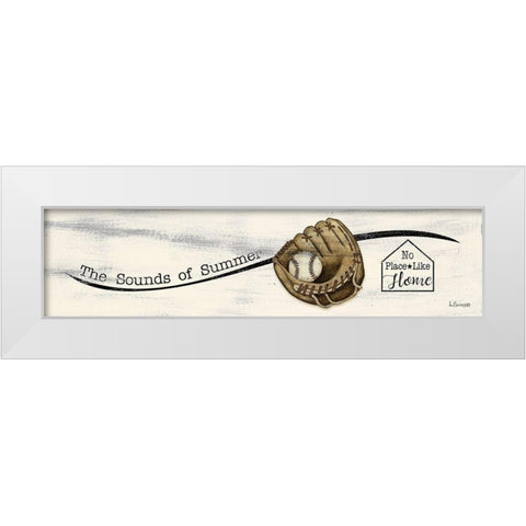 Baseball - Summer White Modern Wood Framed Art Print by Spivey, Linda